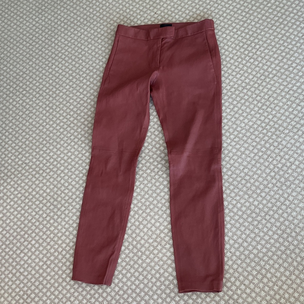 J. Crew women’s Ryder Leather Pant in Clay/ terracotta color size 0